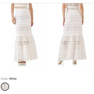 Endless Rose, lace trim maxi skirt, white, size S, NWT